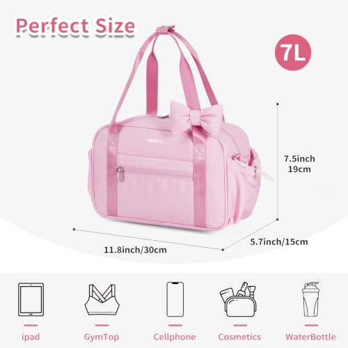 ECOHUB Small Gym Bag for Women, Mini Gym Duffle Bag with Wet Compartment, Cute Bowknot Sports Bag, Gym Tote Bag Dance Yoga Workout Travel Bags Pink - color: Pink