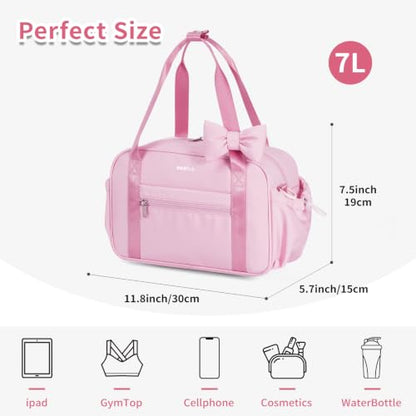 ECOHUB Small Gym Bag for Women, Mini Gym Duffle Bag with Wet Compartment, Cute Bowknot Sports Bag, Gym Tote Bag Dance Yoga Workout Travel Bags Pink - color: Pink