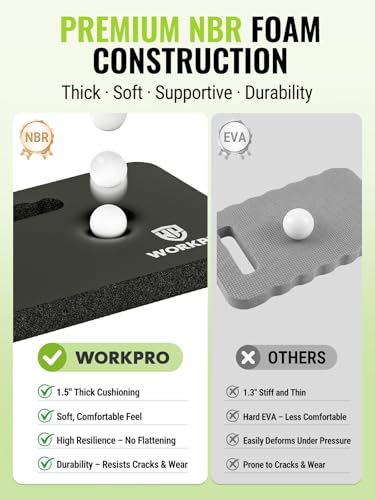 WORKPRO 매우 두꺼운 무릎 패드, 44.5 x 27.9 x 3.8cm(17.5 x 11 x 1 - color: 블랙., size: 1팩