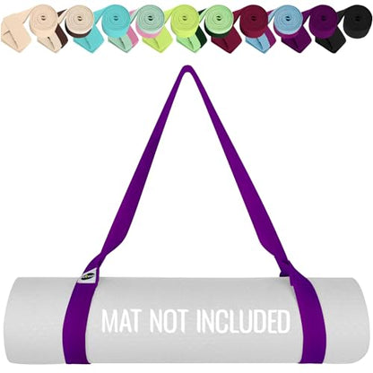TECEUM Yoga Mat Strap – Extra Soft & Thick Cotton Carrier for All Mats - color: Deep Purple, size: 64 IN