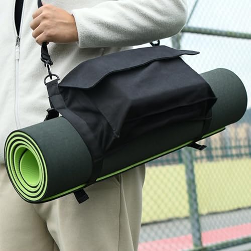 LUEXBOX Yoga Mat Bag with Liner Partition Storage Pockets, Oxford Cloth Yoga Pat Carrier with Large Zipper Pocket, Adjustable Shoulder Strap Yoga Rug Carrying Bag for Women - color: Black