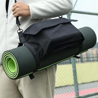 LUEXBOX Yoga Mat Bag with Liner Partition Storage Pockets, Oxford Cloth Yoga Pat Carrier with Large Zipper Pocket, Adjustable Shoulder Strap Yoga Rug Carrying Bag for Women - color: Black
