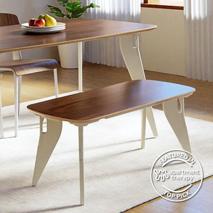 HOEK Multipurpose Bench - Birch with Black Legs, FSC-Certified Plywood | One-Click No-Tools Assembly with Wall Storage Cleat - Scratch-Resistant Waterproof Surface for Everyday Use