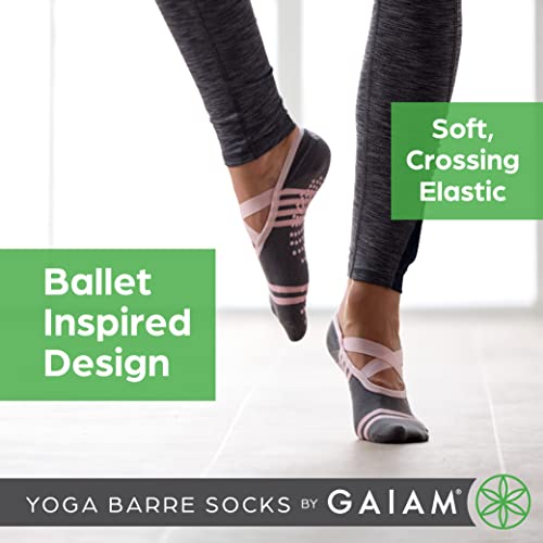 Gaiam Grippy Studio Yoga Socks, Non-Slip, Open-Toe, One Size - color: Folkstone 2-pack, size: One Size