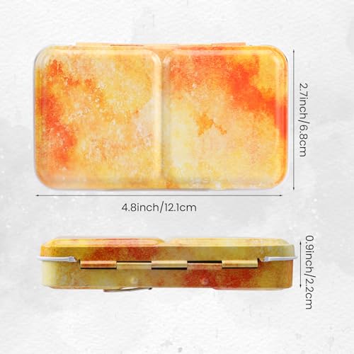 Watercolor Palette Empty with 14PCS Watercolor Half Pans - Sturdy Metal Empty Watercolor Palette Tin - Suitable for Gouache, Watercolor, Acrylic Painting - style: Autumn