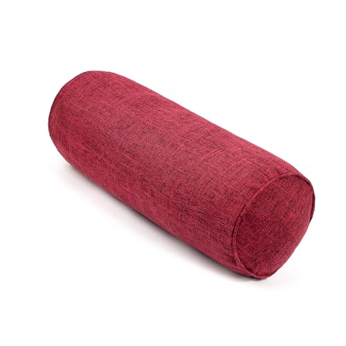 Round Neck Pillow Roll Cervical Support Pillows Neck Pain Relief Cylinder Bolster Pillows with Removable Washable Cover for Sleeping/Chair/Car/Sofa… - color: Red