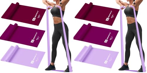 A AZURELIFE Resistance Bands,Professional Long Non-Latex Elastic Stretch Bands,Exercise Bands for Physical Therapy, Yoga, Pilates, Rehab, at-Home or The Gym Workouts, Strength Training - color: Purple, size: 5-FT (Pack of 2)