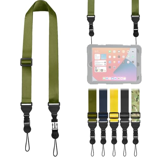 FIEIL Nylon iPad Strap, Adjustable Camera Neck Strap, Comfortable Shoulder Strap for iPad, Cellphone Tablet, Camera, Laptop, Binocular, Luggage Bag (Green Universal Neck Lanyard) - color: Green