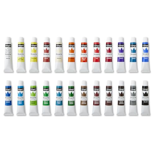 KINGART Studio Gouache Paint Set of 24 Unique Colors, 12ml (4oz) Each
