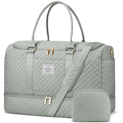 WINDARS Travel Duffle Bag, Weekender Bags for Women with Shoe Compartment, Overnight Bag with Toiletry Bag, Carry On Duffel Bags For Airplanes, Yoga Gym Duffel Bag, Dark Green - color: Dark Green