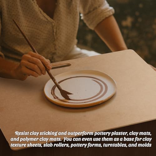 CALPALMY Clay Wedging Board with Convenient Built-in Handle - 24 x 18" Portable Clay Board for Ceramics, Clay Crafts, and Pottery - Sturdy 9mm Thickness MDF Tote Board for Clay Art Enthusiasts - size: 24"x18" (9mm thick)