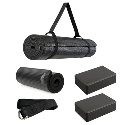 6 Pack Deluxe Studio Exercise Starter Kit - color: Black, size: 6 Piece 5mm Yoga Starter Kit