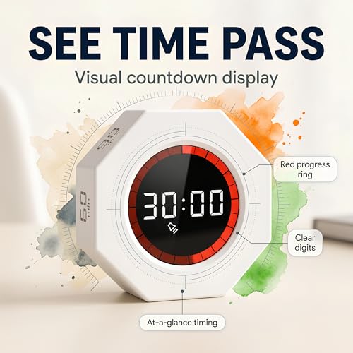 Multi-Function Electronic Timer, Learning Management - USB-C Rechargeable Flip Timer with Presets, Silent Mode & Vibration - Ideal for ADHD, Pomodoro, Classroom, Kids, Kitchen & Chess Clock