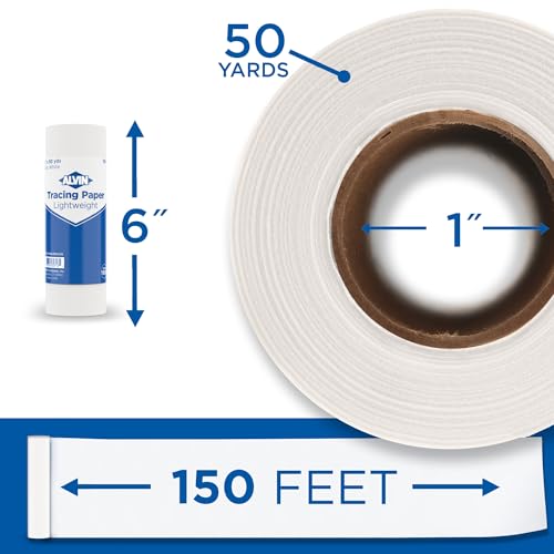 Alvin, Lightweight Tracing Paper Roll, White, Suitable with Ink, Charcoal, Felt Tip Pen, for Sketching or Detailing - 6 inches x 50 yards,1-inch Core - color: White - 50 Yards, size: 6"
