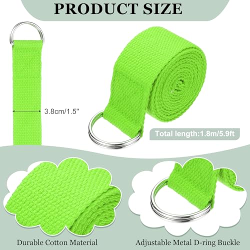 Yoga Strap for Stretching, Athletic Stretch Band with Adjustable Metal D Ring Buckle Yoga Bands - color: Green, size: 5.9ft