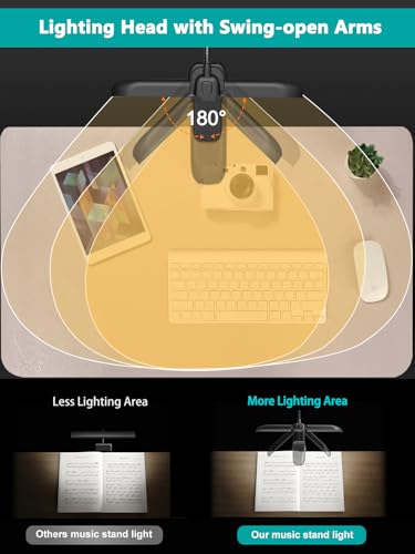 Vekkia 64 Led Rechargeable Music Stand Light - Folding Clip On Piano Lamp | Portable Professional with 5 Brightness×3 Color Temperature for Grand Piano and Book Reading