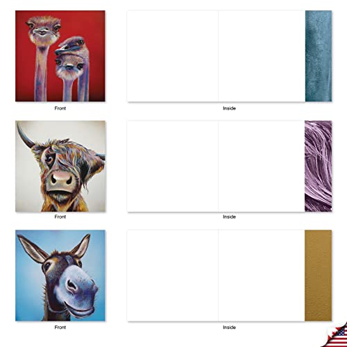 Best Card Co 10 Animal Greeting Cards Blank Inside (4 x 5.12 Inch) Close-Up Wildlife Assorted Boxed Set Animal Magnetism for Animal Lovers AMQ6218OCB-B1x10 - style: Animal Magnetism