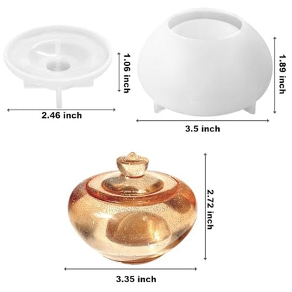 RESINWORLD 3.3'' Trinket Pot and Lid Silicone Mold, Cute Storage Jar Mold for Epoxy Resin, Clay, Plaster