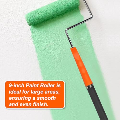 King Origin Paint Roller Kit with Extension Pole 4 Ft, 12 PCS | 9" & 4" Paint Rollers, Frame, Tray - Paint Supplies for Painting Walls, Home Interior, Painting Tool Kits - color: 4"&9" Rollers, 12-Pack