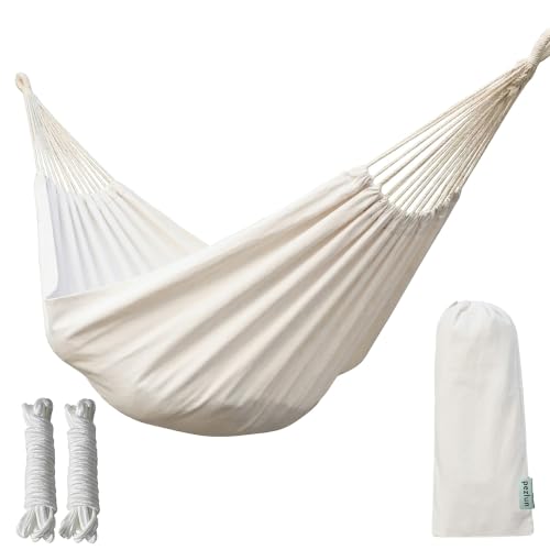 Canvas Hammock 122" Long X 59" Wide 2 Person Hammock 440 pounds Maximum Weight Applicable Scenes in Courtyard Autumn, Indoor Hanging Chairs, Beach Leisure (White, Full) - color: White, size: Full