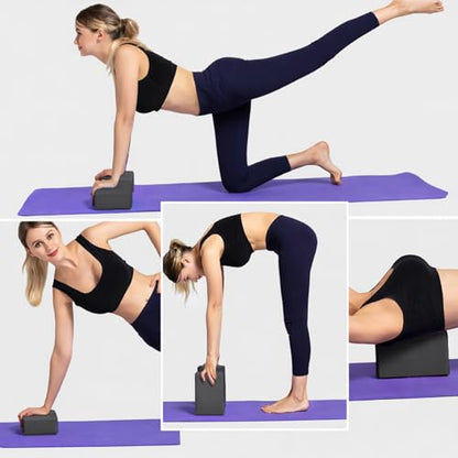 GOGO Yoga Blocks Bulk Gym Block Black, Exercise Workout Fitness Bricks Non-Slip for Meditation Physical Therapy - size: 2PACKS