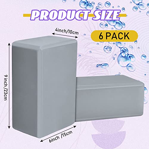 Wettarn 6 Pack Yoga Blocks 9 x 6 x 4 Inch EVA Foam, Lightweight | Non Slip, Yoga Props Accessories for Pilates, Stretching and Meditation - color: Gray