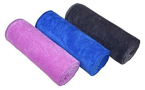 Gym Towels for Men & Women Microfiber Sports Towel Set Fast Drying & Absorbent Workout Sweat Towels for Fitness,Yoga, Golf,Camping 3-Pack Gift Present - color: Blue+purple+gray