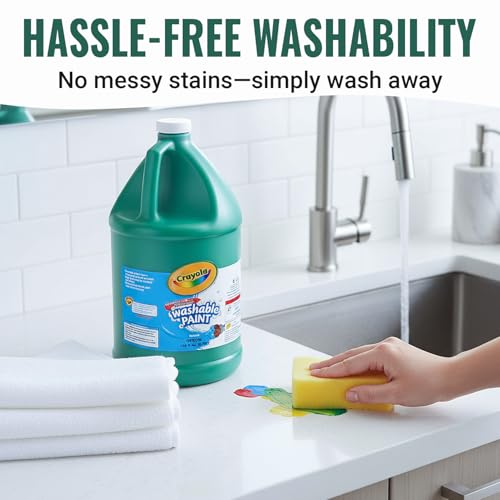 Crayola Washable Green Paint 1 Gallon – Non-Toxic, Easy-Clean Paint for Kids, Classrooms, Schools & Art Projects - color: Green
