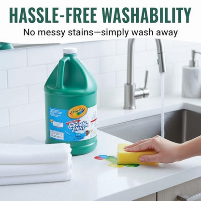 Crayola Washable Green Paint 1 Gallon – Non-Toxic, Easy-Clean Paint for Kids, Classrooms, Schools & Art Projects - color: Green