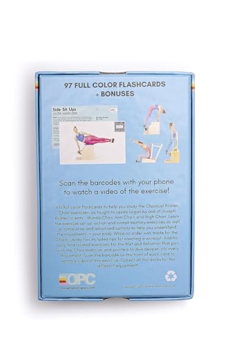 OnlinePilatesClasses Pilates Chair Deck with Video Tutorials, Fitness Flash Cards with 97 All-Levels Cards Set for Home Gym Exercise, Chair Not Included - color: Chair Deck 97 Cards