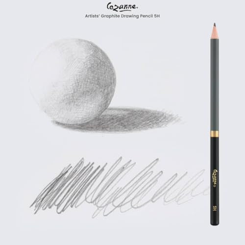 Cezanne Graphite Drawing Pencils Set - 5H, Set of 12 Break-Resistant Graphite Lead, Easy-to-Sharpen Sketch Pencils, Master Artist Quality Graphite Pencils for Technical and Artistic Drawing - color: 5H, size: Set of 12