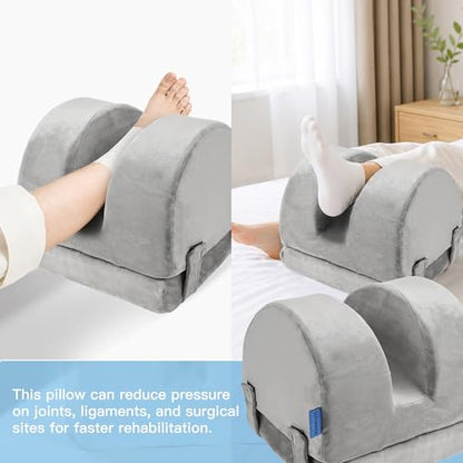 Adjustable Height Knee Replacement Pillow for Recovery - Leg Elevation Pillow with Firm Foam for Post-Surgery Sleeping, Hip & Ankle Pain Relief & Swelling Reduction (Grey) - size: 2-in-1 Layered