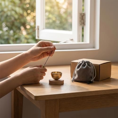 Mini Singing Bowl Set,Portable Brass Meditation Sound Bowl for Yoga | Chakra Healing,Stress Relief & Mindfulness,Self Regulation Tools,Handheld Singing Bowl,Unique Spiritual Gift