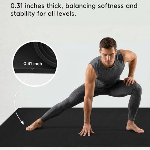 Extra Large Yoga Mat for Men, 79"x40"x8mm Thick, Oversized Non-Slip TPE Workout Mat for Home Gym, Lightweight (3.5 lbs) Anti-Tear Fitness Exercise Mat for Tall Users