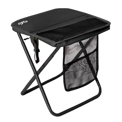 CAMDOOR Portable Folding Stool 16 Inch Collapsible Stool for Adults 400 lbs | Heavy Duty Camping Stool, Rust-Proof Steel Frame, 1.6 lbs Ultralight, Easy Fold and Unfold, Fit Backpack for Hiking Fishing - color: Black