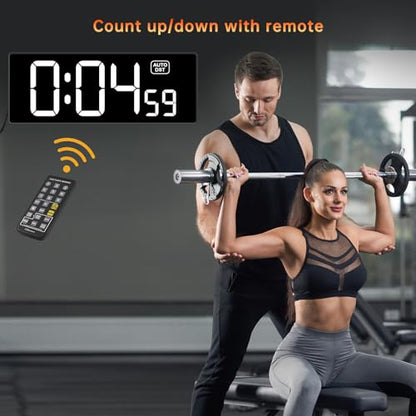 Soobest Digital Wall Clock with Seconds for Gym | Remote Countdown Timer, Large LED Display, 5 Dimmer (10.2 Inch White) - color: 10.2” White