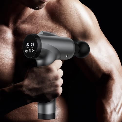OLsky Massage Gun Deep Tissue 30 Speeds 9 Attachments Handheld (Grey) | Electric Muscle Massager, High-intensity Percussion, Massage Device for Pain Relief, Quiet and Powerful, Ideal for Recovery - color: Grey