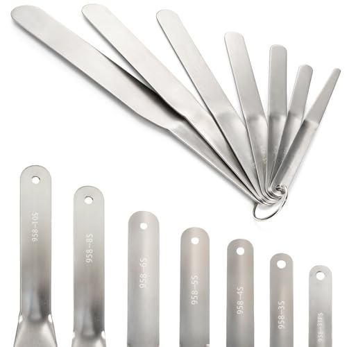 7-Piece Caulking Spatula Set, Stainless Steel Caulk Knife | Streamlined Spatula Finishing Tools for Bathroom Sink Tile, Multi-Purpose Tip Width from 3/8" to 1-1/2"