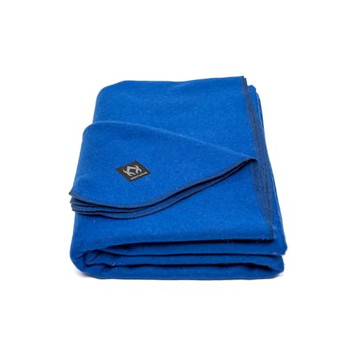 Arcturus Military Wool Blanket - Warm, Thick, Washable - Great for Outdoors, Camping, Stadium Blanket, Picnics, Travel - Car & Bushcraft Survival Kits - color: Royal Blue, size: Twin