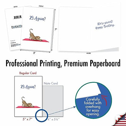 The Best Card Company - 1 Happy Birthday Greeting Card - Adorable Animals, Cute Bday Notecard with Envelope - Wildlife Yoga Lioness C7030JBDG - style: Wildlife Yoga Lioness