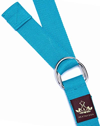 Heathyoga Yoga Blocks 2 Pack with Strap, High Density EVA Foam Yoga Block and Yoga Strap Set to Support and Improve Poses and Flexibility - color: Turquoise