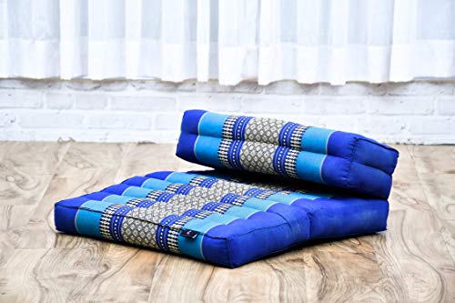 Leewadee Foldable Floor Mattress – 2 in 1 Floor Meditation Mat for Yoga and Relaxation, Seating Futon with Kapok - color: Sf28 - Blue