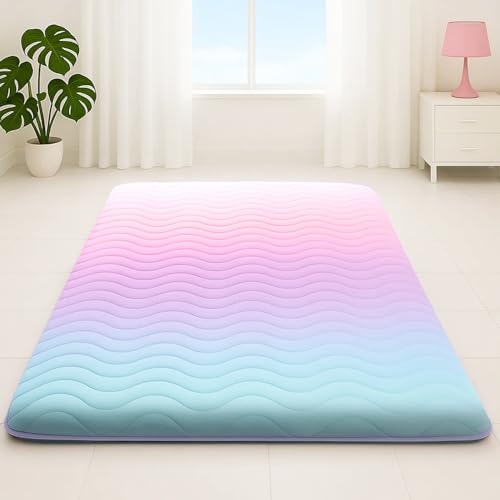 SCHNAUZER HOME Japanese Futon Floor Mattress Twin 3.5" Thick Rainbow - color: Rainbow, size: Twin( 80 x 39 )