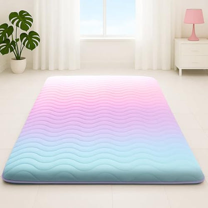 SCHNAUZER HOME Japanese Futon Floor Mattress Full 3.5" Thick Rainbow - color: Rainbow, size: Full( 80 x 54)