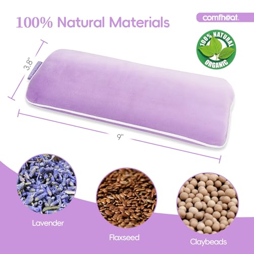 Lavender Weighted Eye Pillow for Yoga, Relaxation | Microwavable Moist Heat Eye Compress Mask with Washable Cover for Meditation, Yoga, Spa, Sleeping, Migraine Relief (Purple) - color: Purple (Lavender Scent)