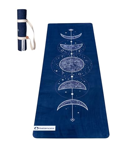 Yoga Mat With Strap 5mm Non Slip Suede & TPE - Eco-Friendly Fitness & Exercise Mat for Home Gym, Pilates, Hot Yoga, and Meditation - Lightweight Durable 72 x 24 inch Workout Mat for Women, Men - color: Blue