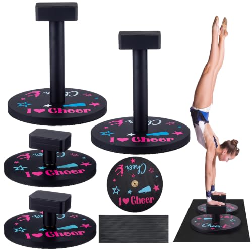 2 Sets 3 in 1 Adjustable Handstand Canes High Low Canes | Yoga Block with Storage Bag Non Slip Pad Cheer Balance Trainer Wooden Handstand Bars for Gymnastics Flexibility Core Strength