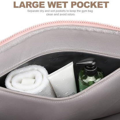 SYTRAH Gym Bag for Women, Duffle Sport Purse for Travel & Dance Pink - color: Pink(No shoe compartment)