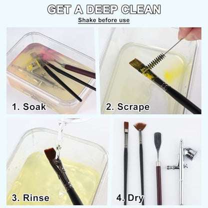 Paint Brush Cleaner 32 fl oz, for Water-Based Acrylic Paints | Gentle Cleaning Solution for Paintbrushes, Airbrushes & Art Tools, Acrylic Paint Cleaner & Airbrush Cleaner