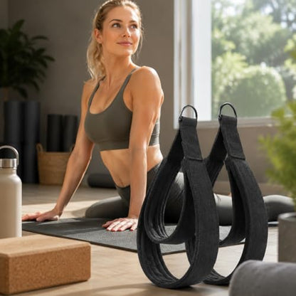 2PCS Pilates Straps Soft Padded Handles,Pilates Double Loop D-Ring Straps